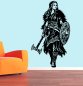 Preview: 46395 Wikinger-Maid mit Schild und Axt Wandtattoo blaue Wand-braunes Sofa Mein-Motiv-de